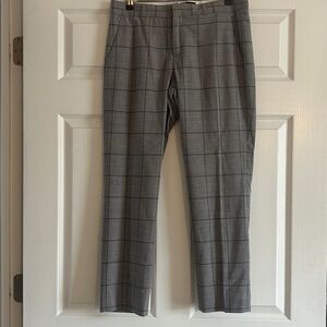 Banana Republic Wool Light Gray Plaid Dress Pants